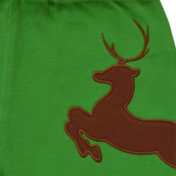 Pranava 100% Organic Unisex Green set of Snowman tee and Raindeer emb Pant. - Image 4
