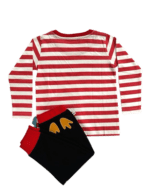 Pranava 100% Organic Unisex Red LS tee & Navy pant with Festive Penguin Graphics - Image 3