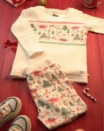 Pranava 100% Organic Soft Unisex Xmas printed full sleeve tee and Pant set