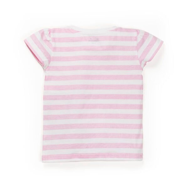 Kids Girls Striped 100% Organic Cotton Top - Pink and White - Image 3