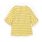 Girls Striped Embroidered 100%Organic Cotton A-Line dress - Yellow and White - Image 3