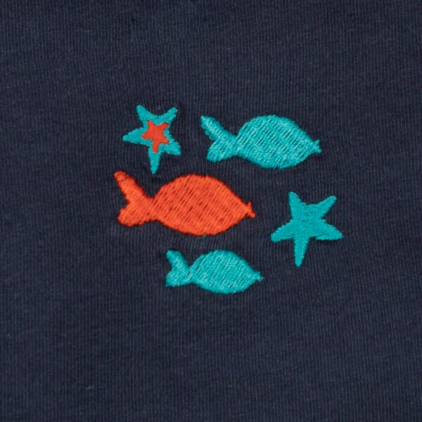 Kids Boys Embroidered 100% Organic Cotton T-Shirt - Turquoise Blue - Image 4