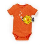 Unisex Graphic Printed 100% Organic Cotton Bodysuit - Orange Red and Yellow - Image 2