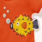 Unisex Graphic Printed 100% Organic Cotton Bodysuit - Orange Red and Yellow - Image 6