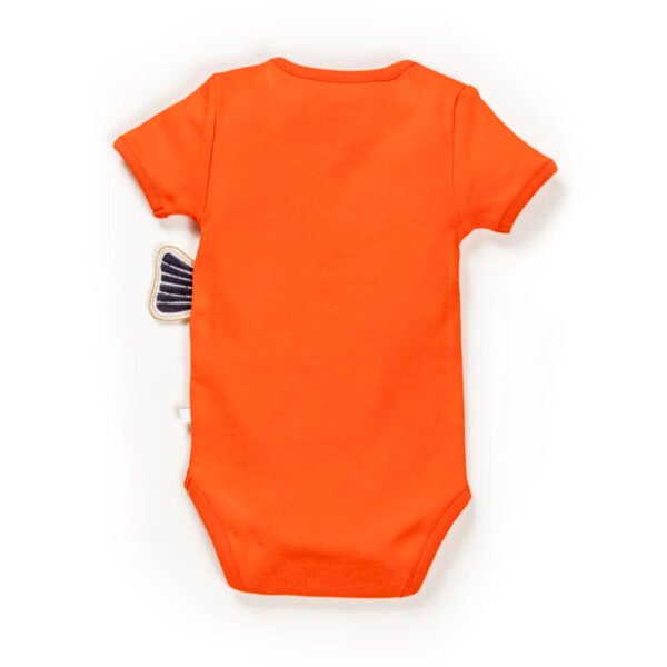 Unisex Graphic Printed 100% Organic Cotton Bodysuit - Orange Red and Yellow - Image 3