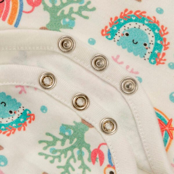 Unisex Printed 100% Organic cotton Bodysuit - White and Orange - Image 5