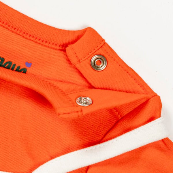 Unisex Printed 100% Organic cotton Bodysuit - White and Orange - Image 3