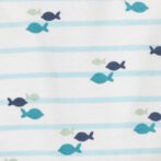 Unisex Stripes and Printed 100% Organic Cotton Bodysuit - Blue and White - Image 4