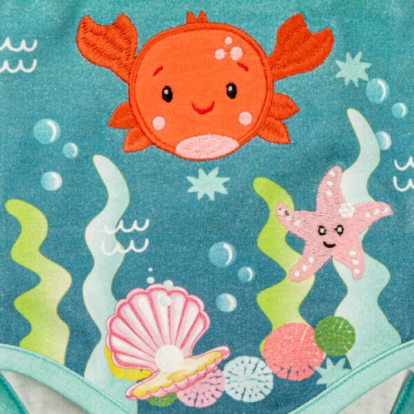 Unisex Printed 100% Organic Cotton Bodysuit- White and Blue - Image 6