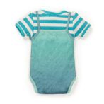 Unisex Printed 100% Organic Cotton Bodysuit- White and Blue - Image 3