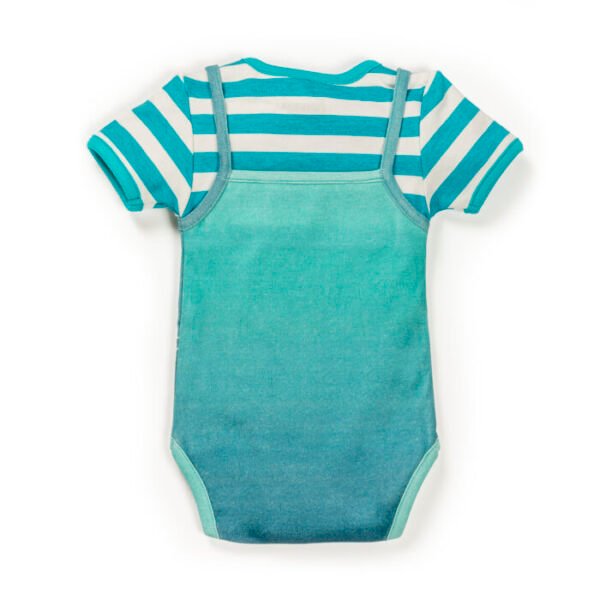 Unisex Printed 100% Organic Cotton Bodysuit- White and Blue - Image 3