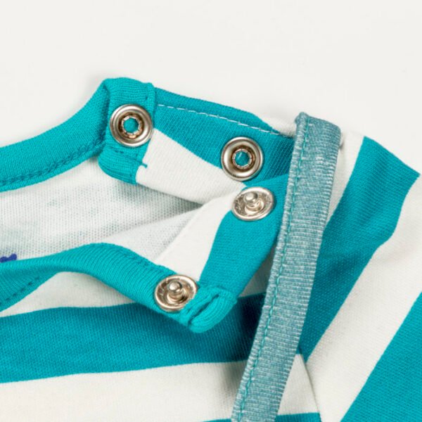 Unisex Printed 100% Organic Cotton Bodysuit- White and Blue - Image 5