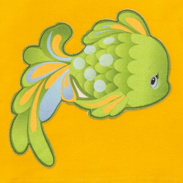 Kids Girls Graphic Printed 100%Organic Cotton Top - Mustard Yellow and Green - Image 4