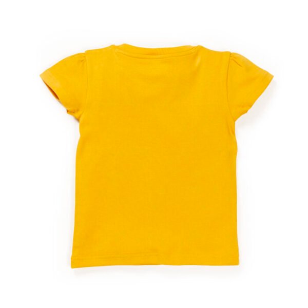 Kids Girls Graphic Printed 100%Organic Cotton Top - Mustard Yellow and Green - Image 3