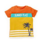 Kids Boys Printed 100%Organic Cotton T- shirt - Orange and Yellow - Image 2