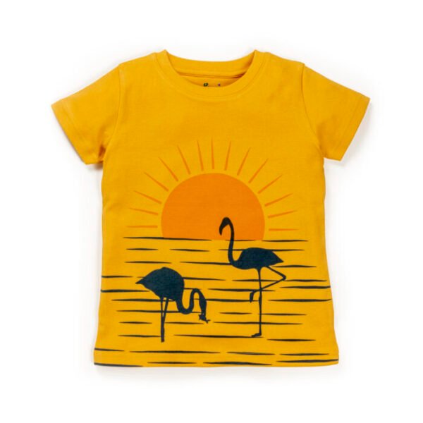 Kids Boys Printed 100%Organic Cotton T-Shirt - Yellow and Black - Image 2