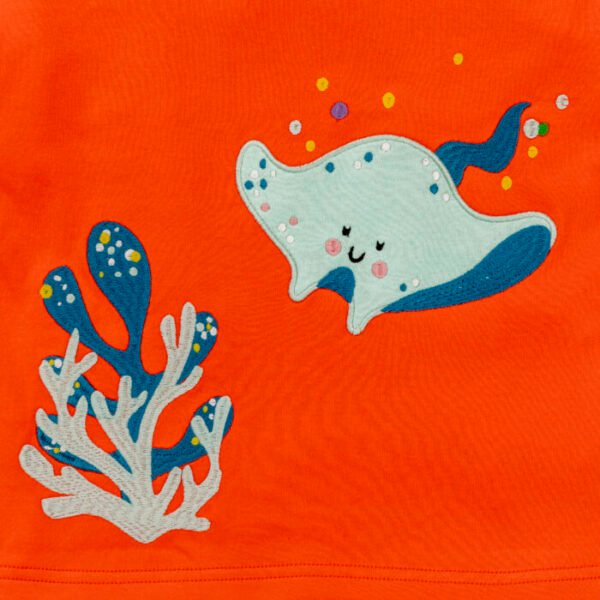 Kids Boys Graphic Printed 100%Organic Cotton Top and Shorts - Red and Denim - Image 6