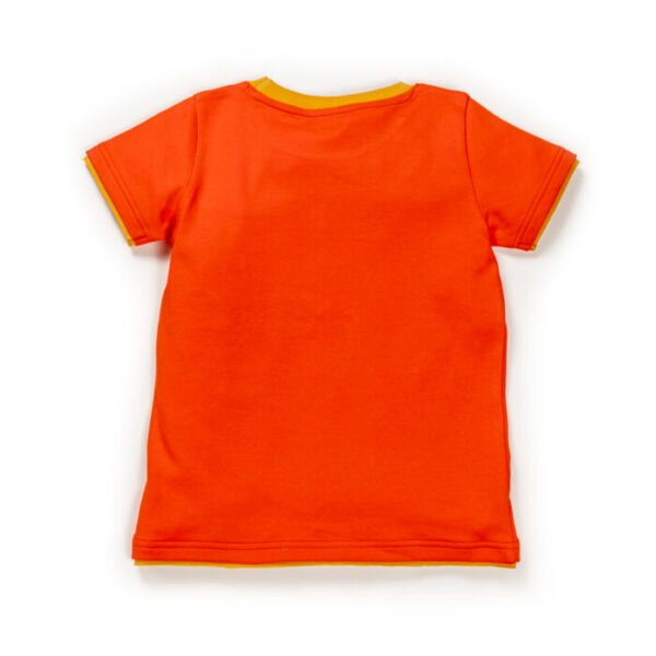 Kids Boys Graphic Printed 100%Organic Cotton Top and Shorts - Red and Denim - Image 4