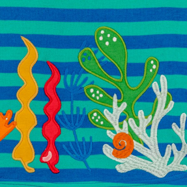 Kids Girls Stripes and Printed 100%Organic Cotton Top and Skirt Set - Navy Blue and Liberty Blue - Image 3