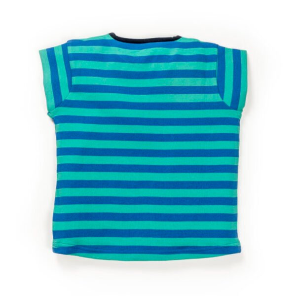 Kids Girls Stripes and Printed 100%Organic Cotton Top and Skirt Set - Navy Blue and Liberty Blue - Image 4