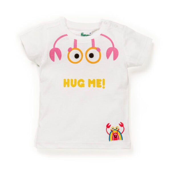 Unisex Baby Printed 100% Organic Cotton T-Shirt - White and Pink - Image 2