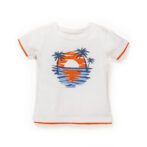 Kids Boys Printed 100%Organic Cotton T- Shirt - White and Blue - Image 2