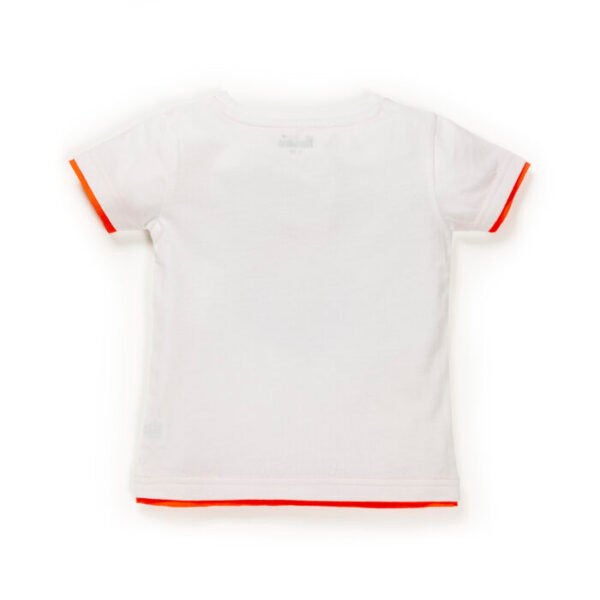 Kids Boys Printed 100%Organic Cotton T- Shirt - White and Blue - Image 3