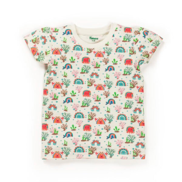 Kids Girls Printed 100% Organic Cotton Top - White - Image 2