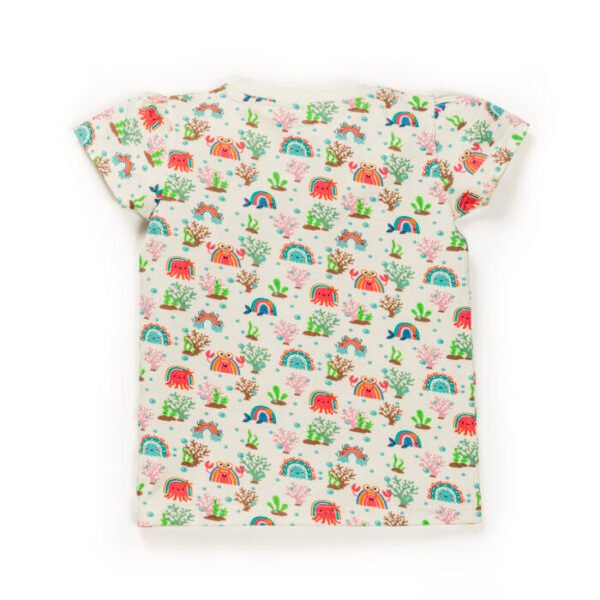 Kids Girls Printed 100% Organic Cotton Top - White - Image 3
