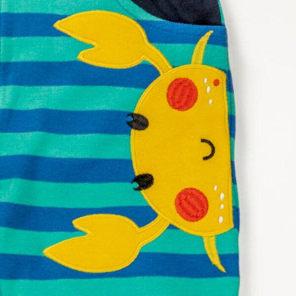 Kids Boys Stripes and Graphic Printed 100% Organic Cotton Pants - Dark Blue and Cerulean Blue - Image 4