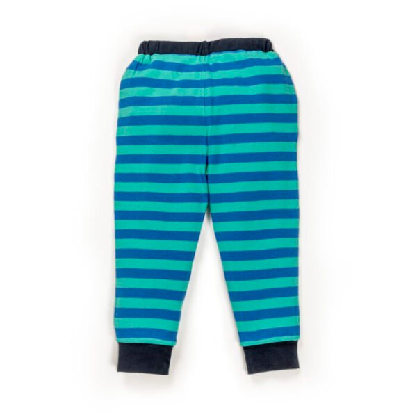 Kids Boys Stripes and Graphic Printed 100% Organic Cotton Pants - Dark Blue and Cerulean Blue - Image 3