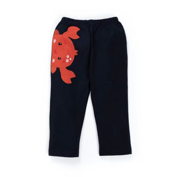 Kids Girls Graphic Printed 100% Organic Cotton Leggings - Dark Blue - Image 2