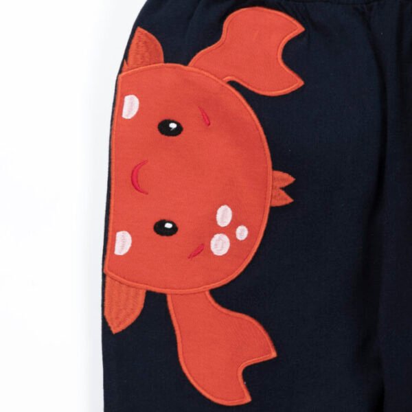 Kids Girls Graphic Printed 100% Organic Cotton Leggings - Dark Blue - Image 4