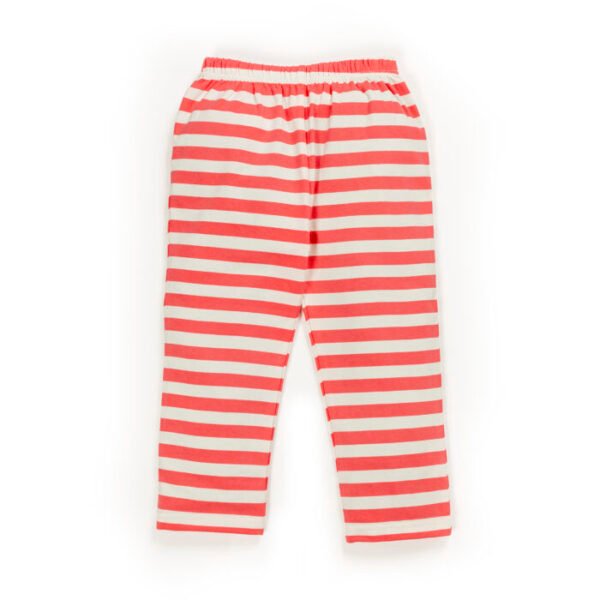 Kids Girls Stripes 100%Organic Cotton Leggings - Pink and White - Image 2