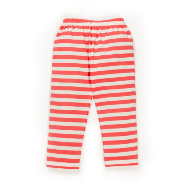 Kids Girls Stripes 100%Organic Cotton Leggings - Pink and White - Image 4