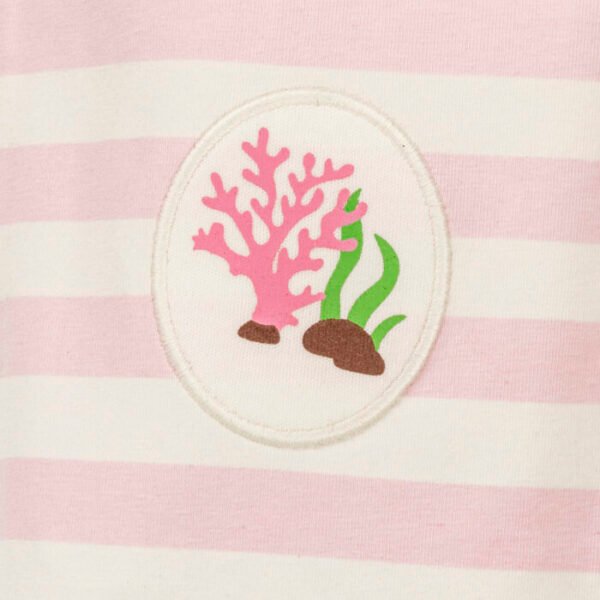 Kids Girls Stripes and Printed 100%Organic Cotton Leggings - Pink and White - Image 3