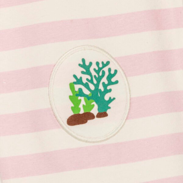 Kids Girls Stripes and Printed 100%Organic Cotton Leggings - Pink and White - Image 4