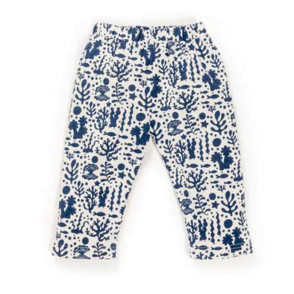 Unisex Baby Printed 100%Organic Cotton Pants - Dark Blue and White - Image 2
