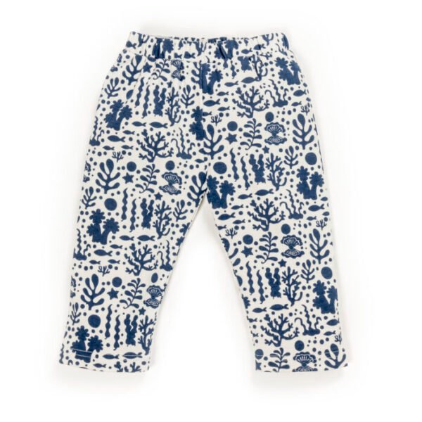 Unisex Baby Printed 100%Organic Cotton Pants - Dark Blue and White - Image 3