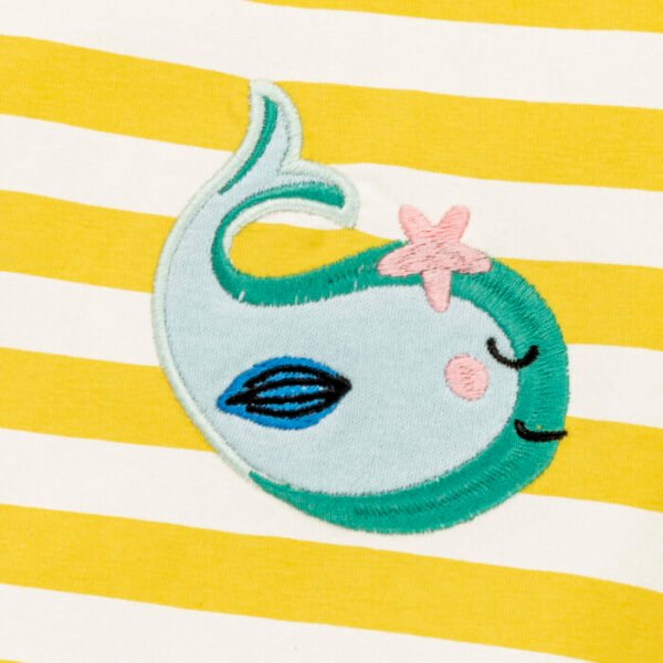 Kids Girls Stripes and Printed 100%Organic Cotton Leggings - White and Yellow - Image 4