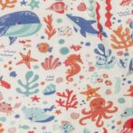 Unisex Baby Printed 100% Organic Cotton Sealife Graphics Pants - White - Image 3