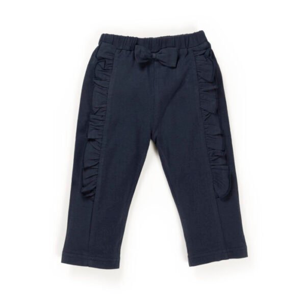 Baby Girls Embroidered 100% Organic Cotton Leggings - Bugle Blue - Image 2