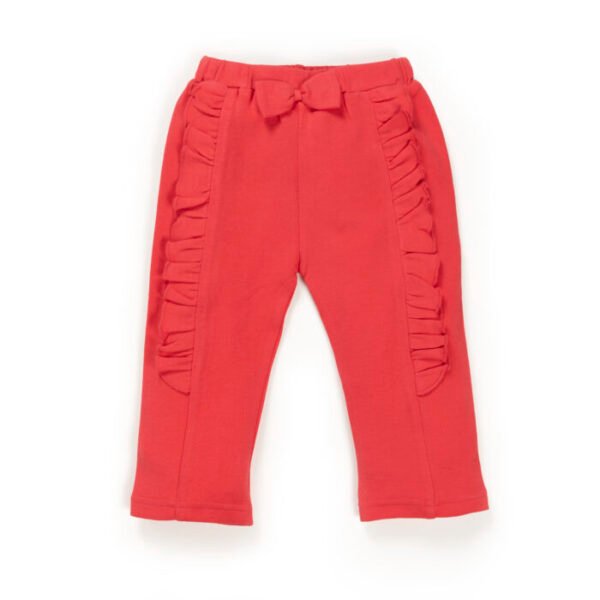 Baby Girls 100%Organic Cotton Leggings with frills - Dark Pink - Image 2