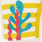 Unisex Baby Stripes and Embroidered Printed 100% Organic Cotton Romper - Yellow and White Stripes - Image 5