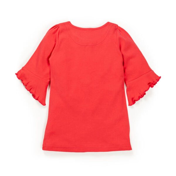 Kids Girls Embroidered Printed 100%Organic Cotton  A-Line dress - Pink - Image 4