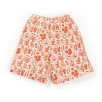 Kids Girls Printed 100%Organic Cotton Shorts - Orange and White - Image 3