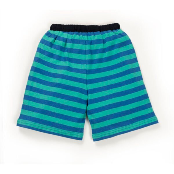 Kids Boys Stripes 100% Organic Cotton Shorts - Cerulean Blue - Image 3
