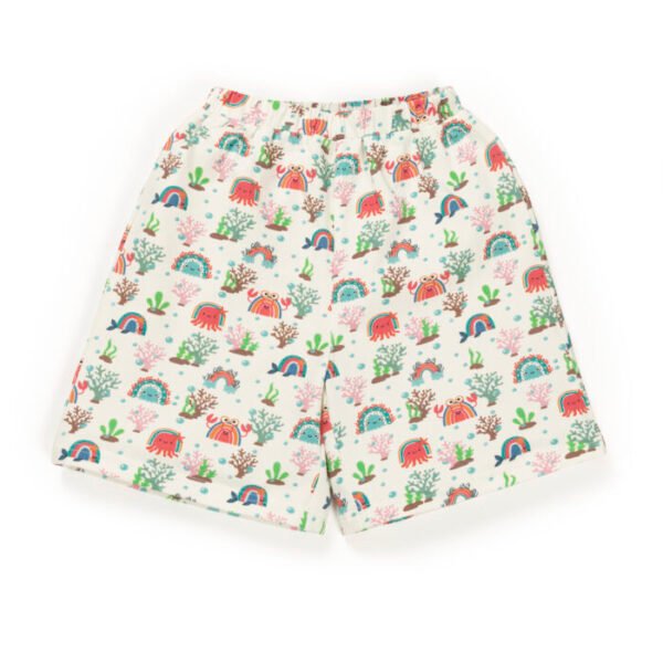 Kids Girls Printed 100% Organic Cotton Shorts - White - Image 2