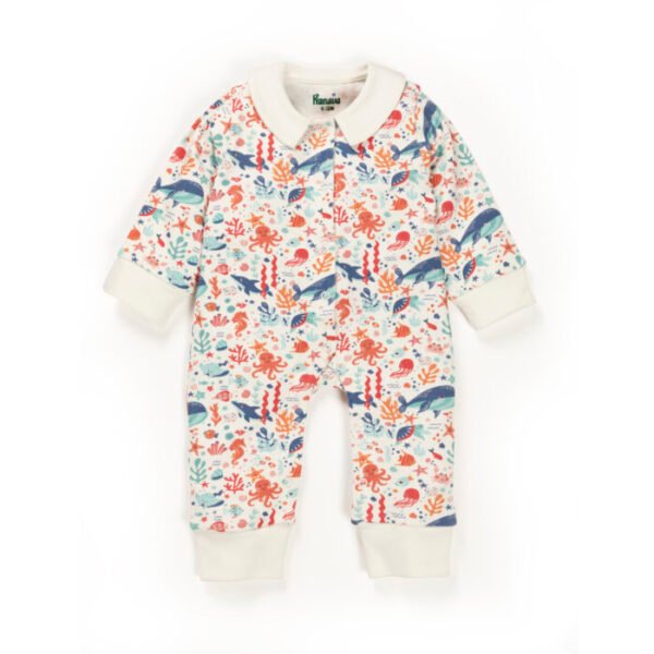 Unisex Baby Printed 100% Organic Cotton Romper - White - Image 2