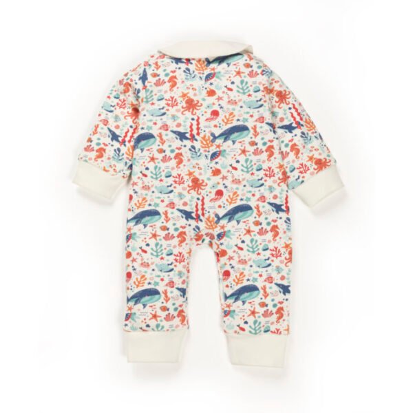Unisex Baby Printed 100% Organic Cotton Romper - White - Image 3